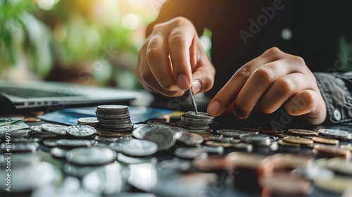 Hands stacking coins representing financial planning and growth