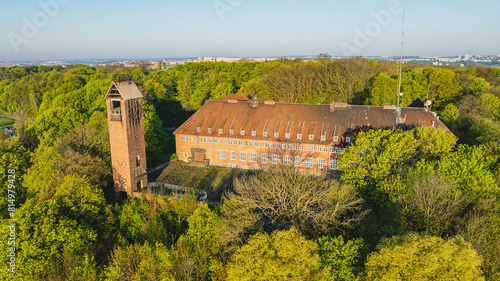 Biskupia Górka in Gdańsk seen from a drone. Spring morning. photo