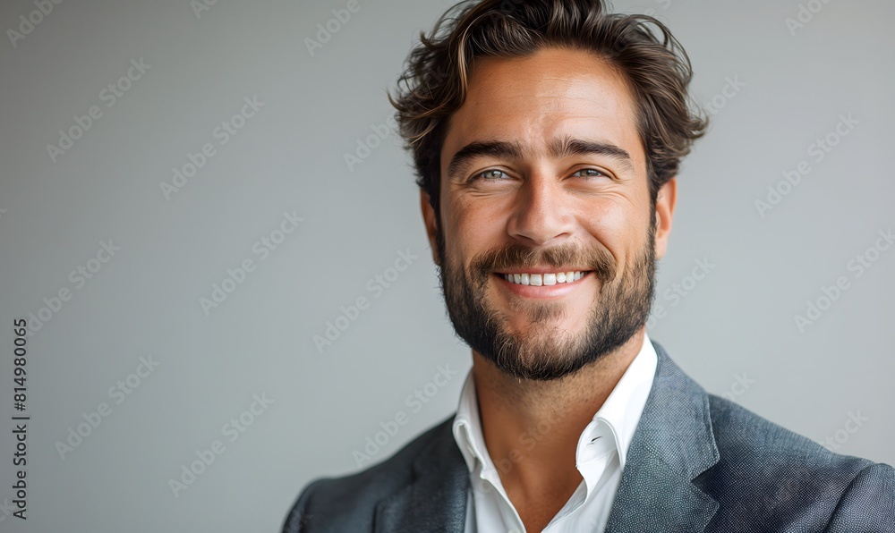 young smiling businessman in a sharp suit and beard, radiating confidence, and perfectly isolated on a clean white background young smiling businessman in a sharp suit and beard, radiating confidence, and perfectly isolated on a clean white background
