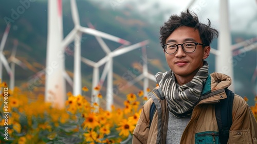 teenage Chinese engineer prototyping renewable energy solutions for remote areas photo