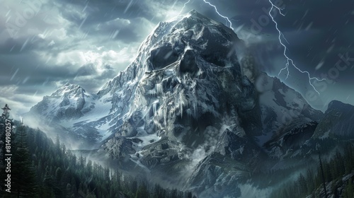 Mystical Mountain Shaped Like a Skull 