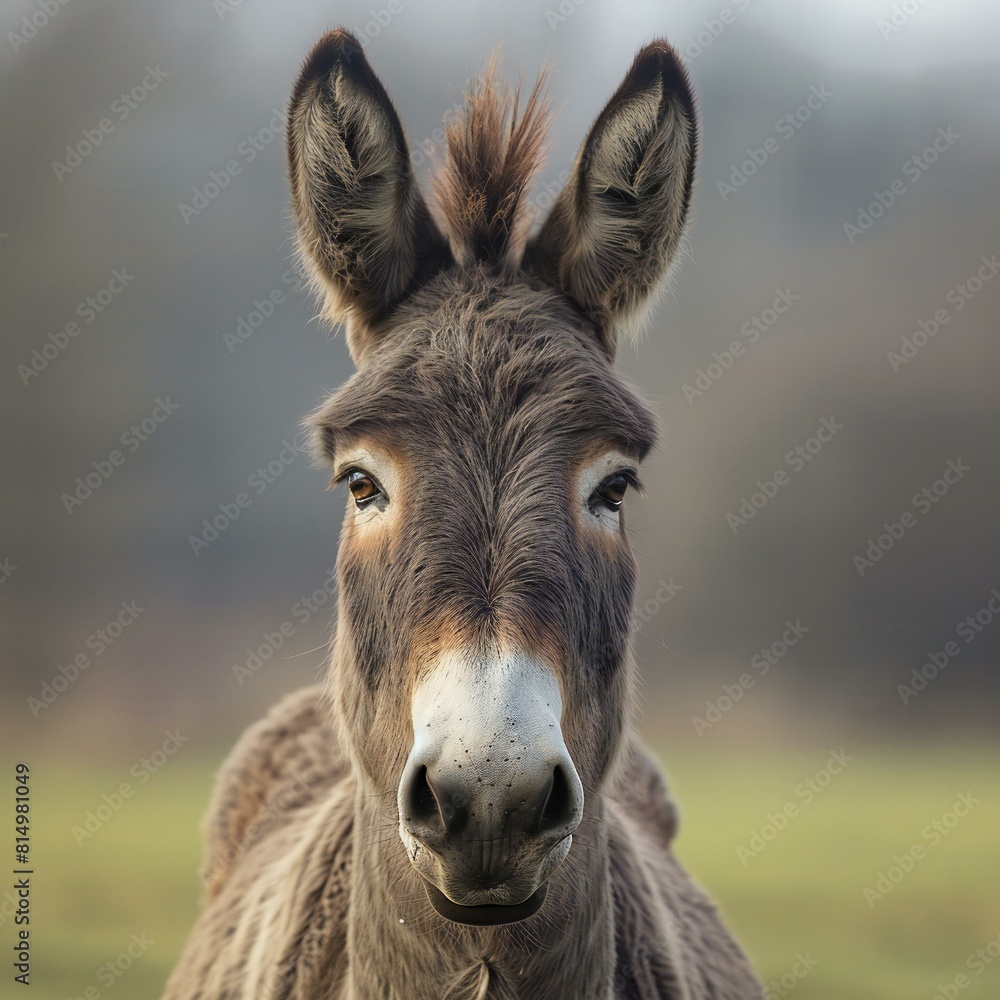Depicting a donkey , close-up portrait , high quality, high resolution