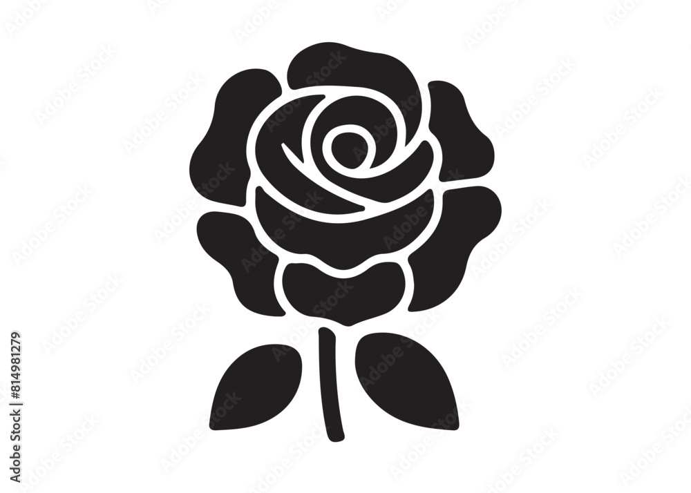 rose flowers silhouettes Vector set, set of decorative rose with leaves rose flowers silhouettes Vector set, set of decorative rose with leaves