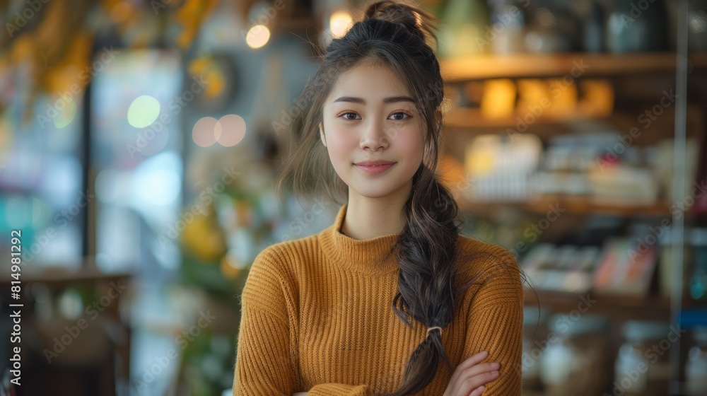 teenage Chinese entrepreneur managing social media marketing for her online store teenage Chinese entrepreneur managing social media marketing for her online store