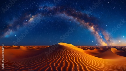 Golden Sand Dunes Bask in the Nights Starry Milky Way Embrace