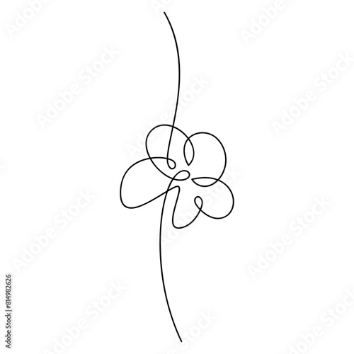 Hand drawn minimal flower vector. Linear contour icon. Line continuous drawing. Floral design, botanical print, card, sign, wall art poster, logo, doodle, symbol. Abstract cartoon illustration.