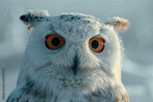 Snowy owl with orange eyes, Snowy owl in winter