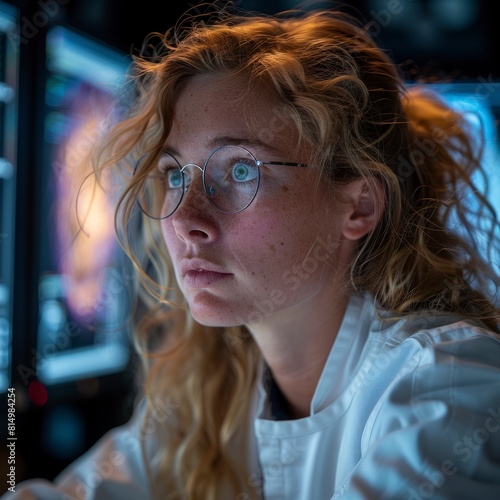 woman physicist studying the behavior of black holes using computer simulations