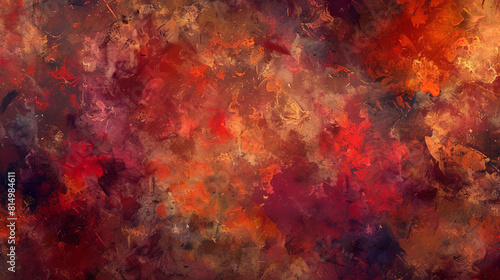 An abstract digital painting, inspired by the texture of cow skin, featuring a blend of autumn colors--deep reds, oranges, and browns--in a pattern that suggests warmth and comfort. photo