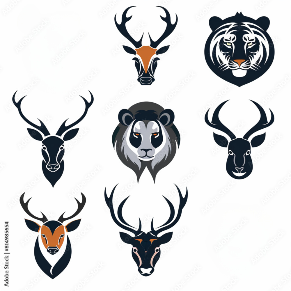 Naklejka premium set of black and white animals
