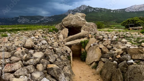 Megalithic Dolmen Alto de la Huesera in Alava province, Spain. High quality 4k footage photo