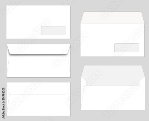 realistic small envelope white color with window for documents