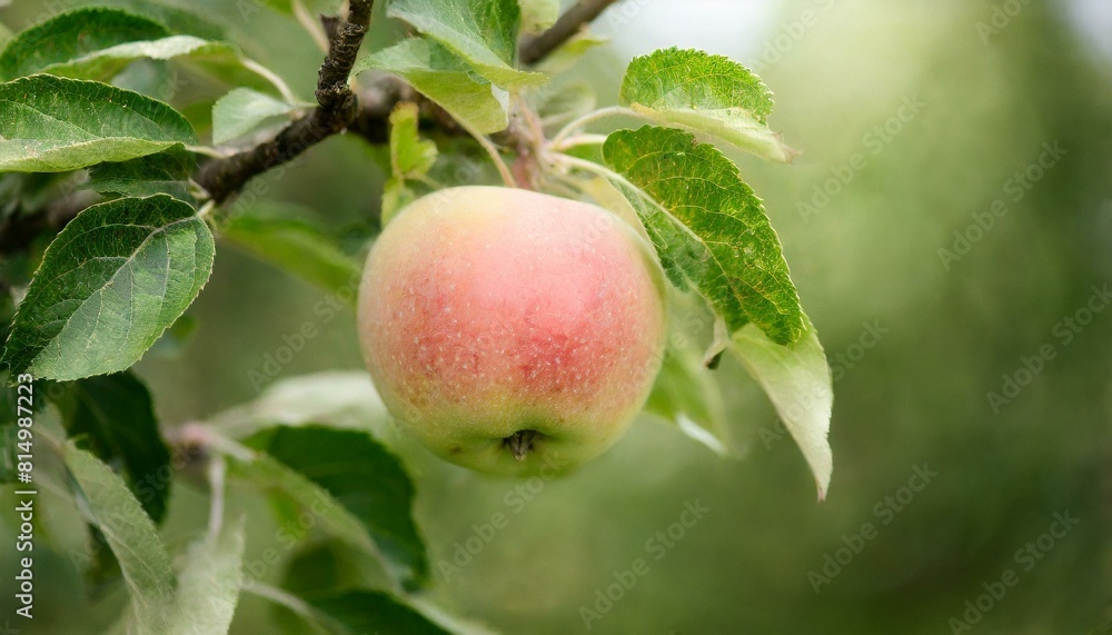 photo of a ripe apple hanging on a tree branch photo of a ripe apple hanging on a tree branch