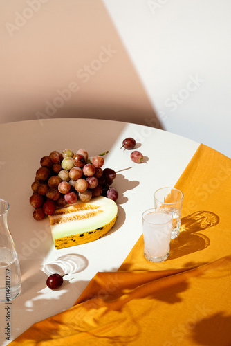 Turkish raki and Fresh Fruits on The Table photo