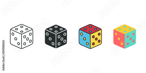 Dice cube, casino game. Icon symbol vector illustration isolated on white background