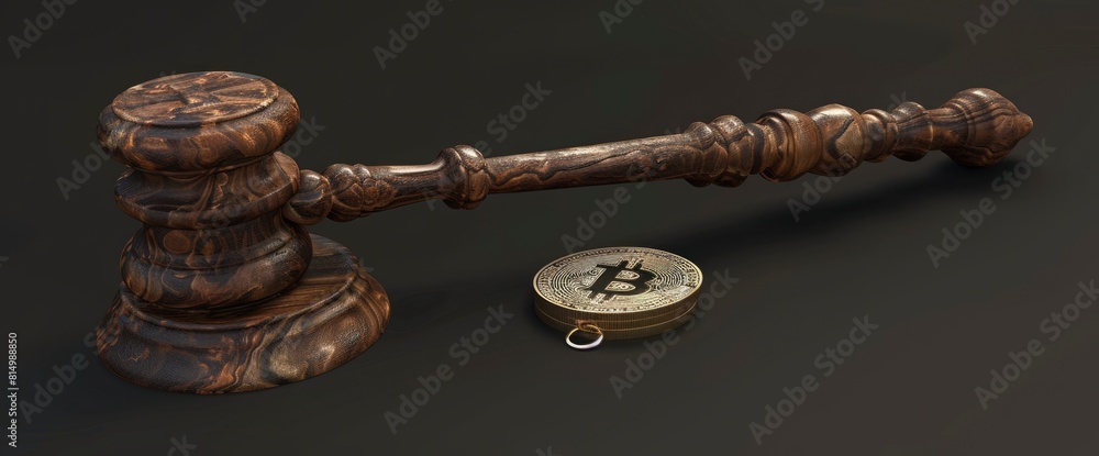 A Legal Gavel Is Accompanied By A Bitcoin Symbol, Symbolizing Legal Aspects Of Cryptocurrency,High Resolution A Legal Gavel Is Accompanied By A Bitcoin Symbol, Symbolizing Legal Aspects Of Cryptocurrency,High Resolution