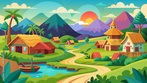 village scenery and svg file