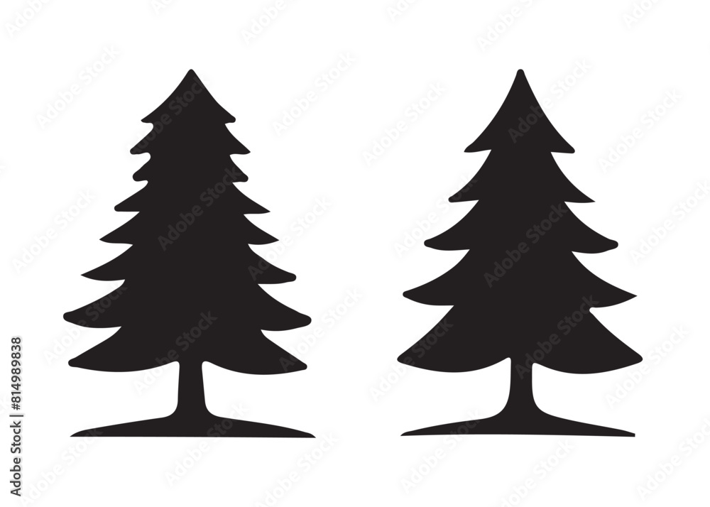 Tree silhouettes vector, isolated black tree silhouettes set Tree silhouettes vector, isolated black tree silhouettes set