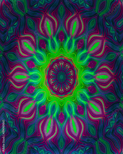 Abstract Symphony - Vibrant psychedelic wavy pattern - This image features intense, multicolored wavy patterns creating a psychedelic effect reminiscent of the 1960s and 70s visual art styles.