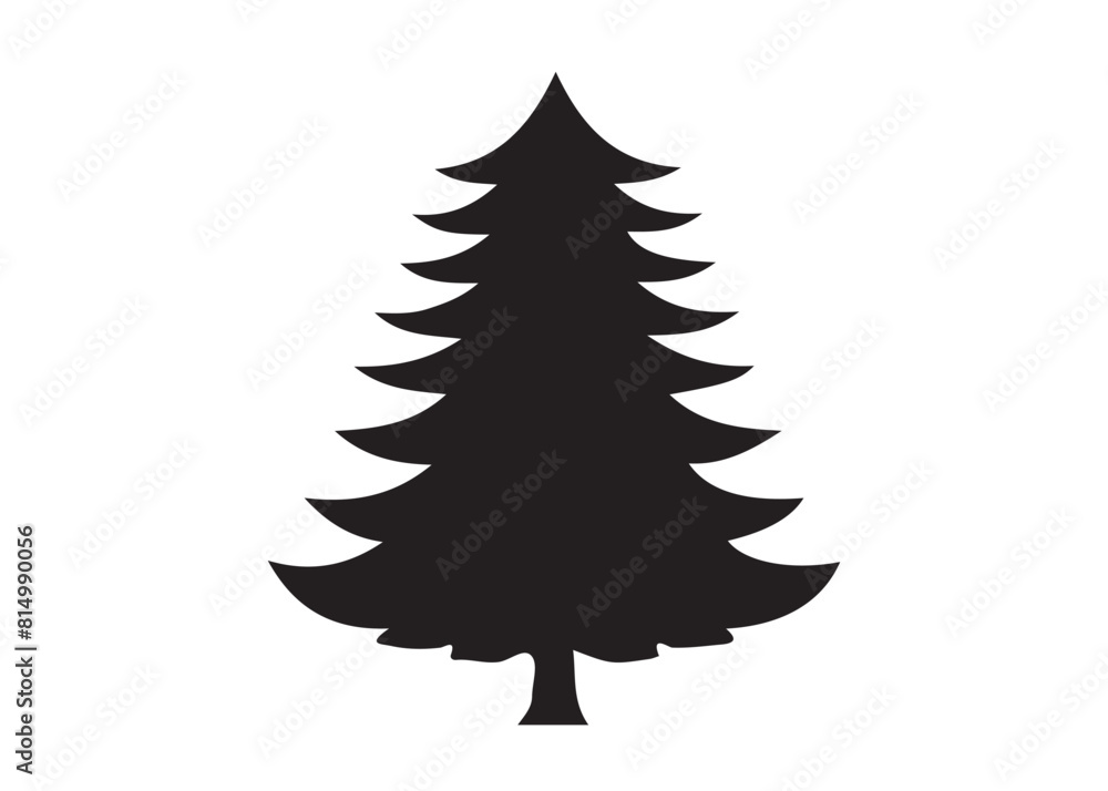 Obraz premium Tree silhouettes vector, isolated black tree silhouettes set
