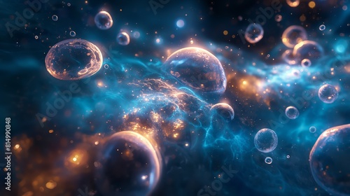Bubbles gently drift in space, creating a mesmerizing visual spectacle