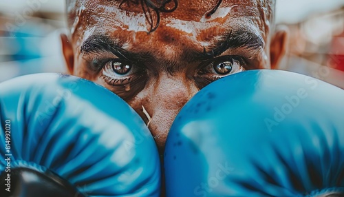 Boxer s resolute focus at the summer olympics, embodying the spirit of sportsmanship photo