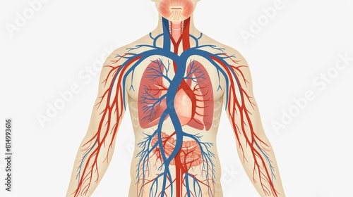 The image shows the circulatory system, which is responsible for transporting blood throughout the body. photo