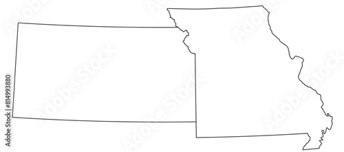 Map of the US states with districts. Map of the U.S. state of Kansas,Missouri