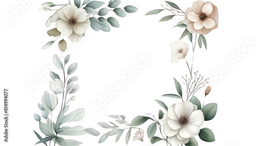 flowers and leaves - wedding invitation backgrounds and frames  transparent background