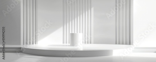 3D rendering of a white podium with a spotlight on it. photo