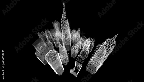 Modern city sketch 3d rendering