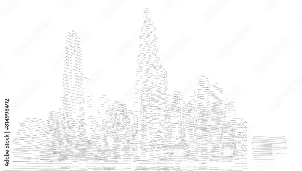 Naklejka premium Modern city sketch 3d rendering
