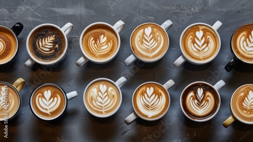 A Collection of Artistic Latte Cups photo