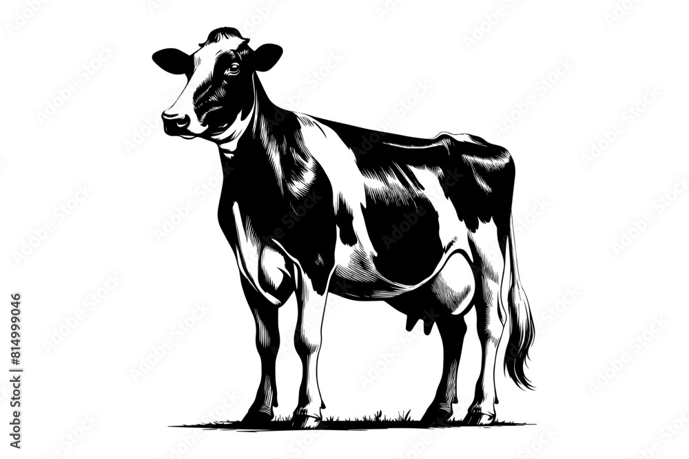 Dairy Cow monochrome clip art. vector illustration