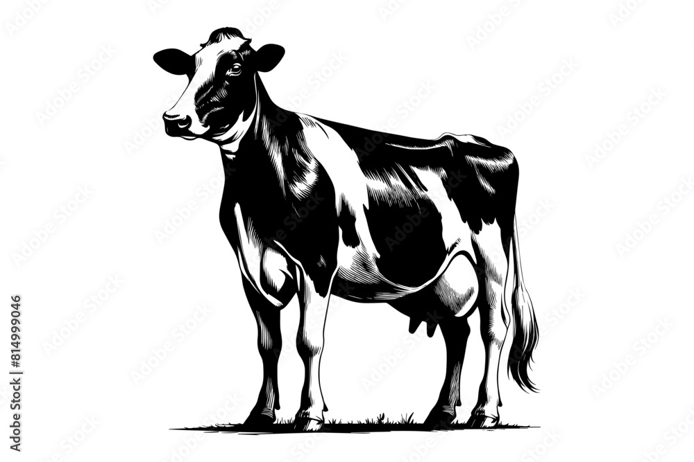 Fototapeta premium Dairy Cow monochrome clip art. vector illustration