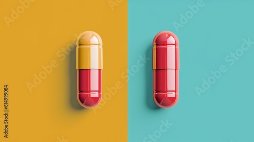 Vitamin capsule flat design front view dietary aid photo