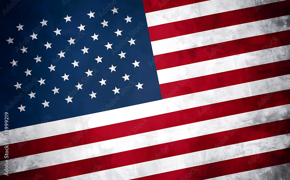 Naklejka premium Grunge American Flag Background in Flat Design.