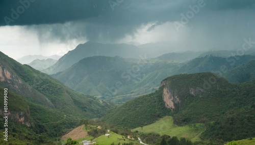 rain in the mountains  cloudy weather