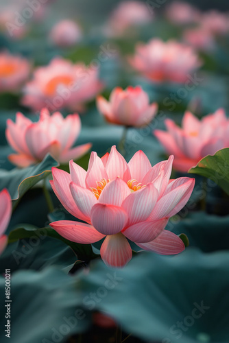 A mandala featuring concentric circles of blooming lotus flowers  symbolizing purity and spiritual awakening 