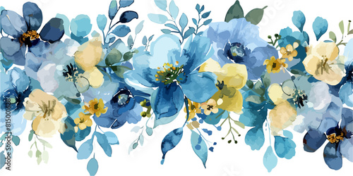 vector watercolor blue floral
