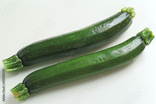Depicting a two long zucchini on a white background, high quality, high resolution