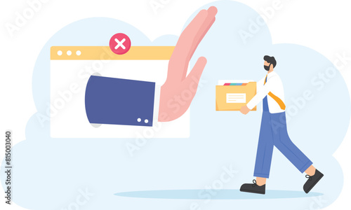 file rejected, disapproved, rejection by the client. a man was surprised because his report document was rejected by his boss. concept illustration design. graphic elements
