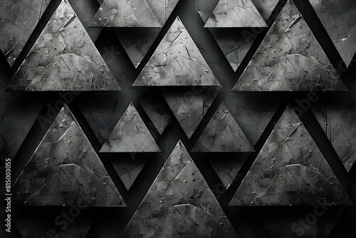 Abstract black and white triangle pattern on grunge concrete wall background