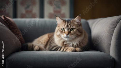 cat sitting on sofa © AksArt