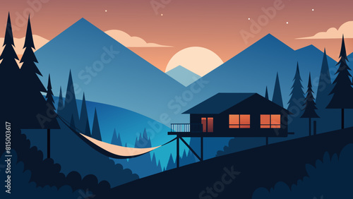 Serene Mountain Cabin Retreat at Twilight with Scenic Views
