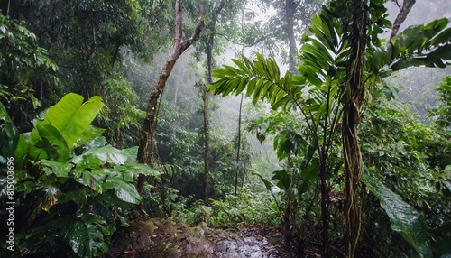 tropical forest during the rain