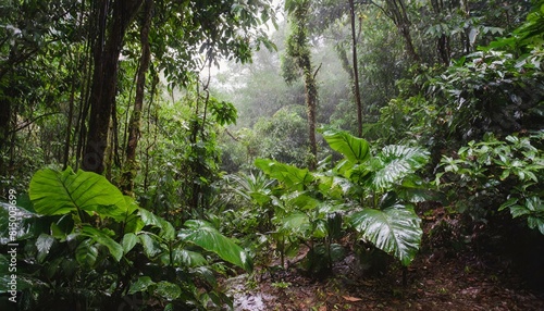 tropical forest during the rain