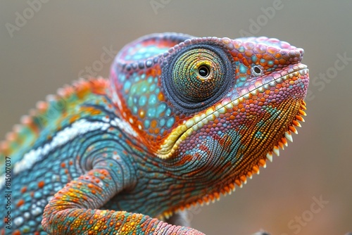 Illustration of chameleon close-up portrait   high quality  high resolution