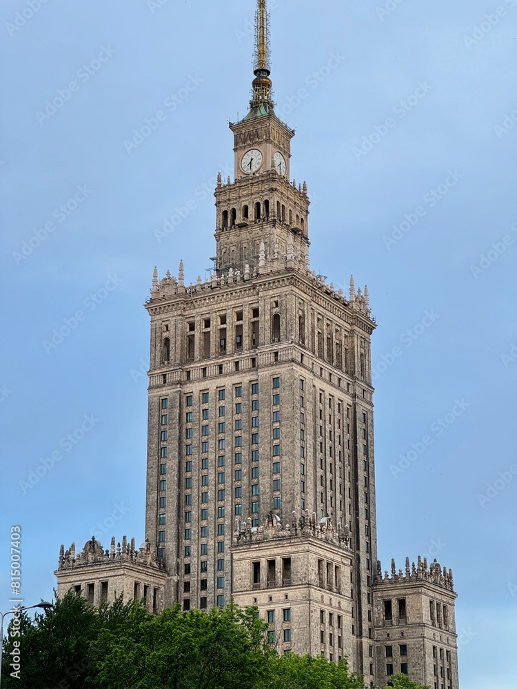 Photo of the Palace of Culture in Warsaw, Poland, urban architecture, high-rise building, landmark, building Photo of the Palace of Culture in Warsaw, Poland, urban architecture, high-rise building, landmark, building