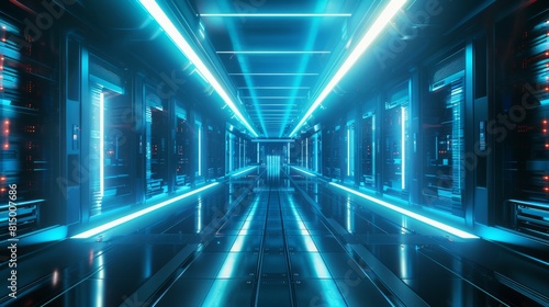 A Futuristic Data Center Hallway
